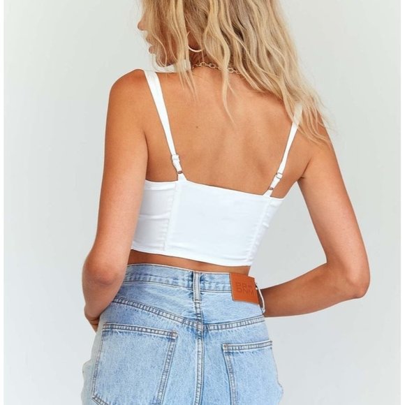 Princess Polly Leonarda Corset White Satin Top Sz 6 - Picture 6 of 8